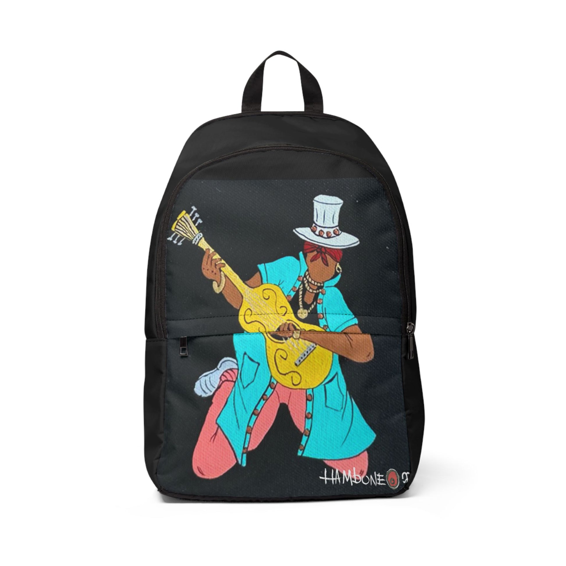 Vibrant Musician Backpack, Unisex Fabric Backpack, Art-Inspired Bag, Gift for Music Lovers, Festival Essentials, Stylish Travel Gear