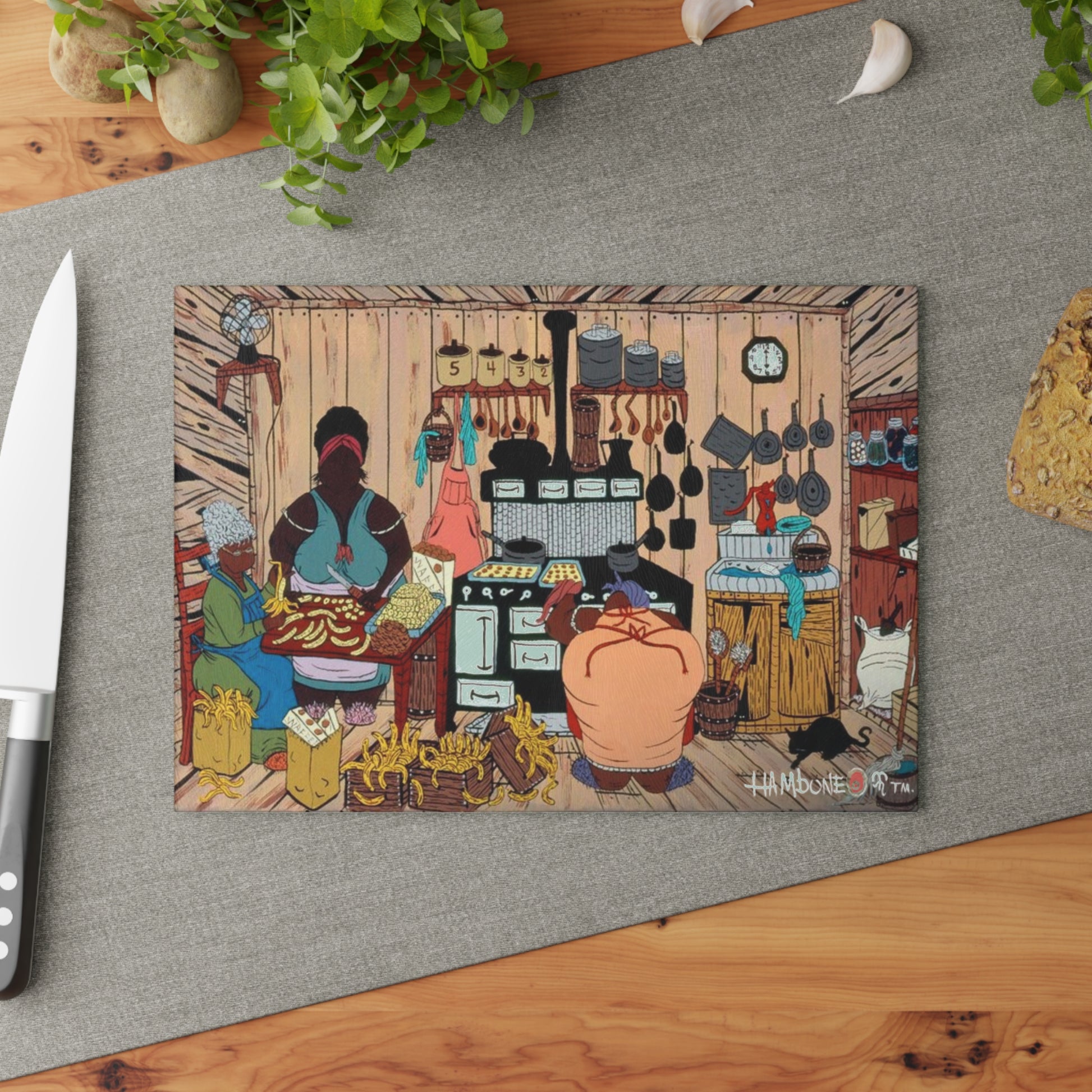 Rustic Kitchen Glass Cutting Board | Farmhouse Charm, Cooking Gift, Home Decor, Kitchen Accessory, Unique Housewarming