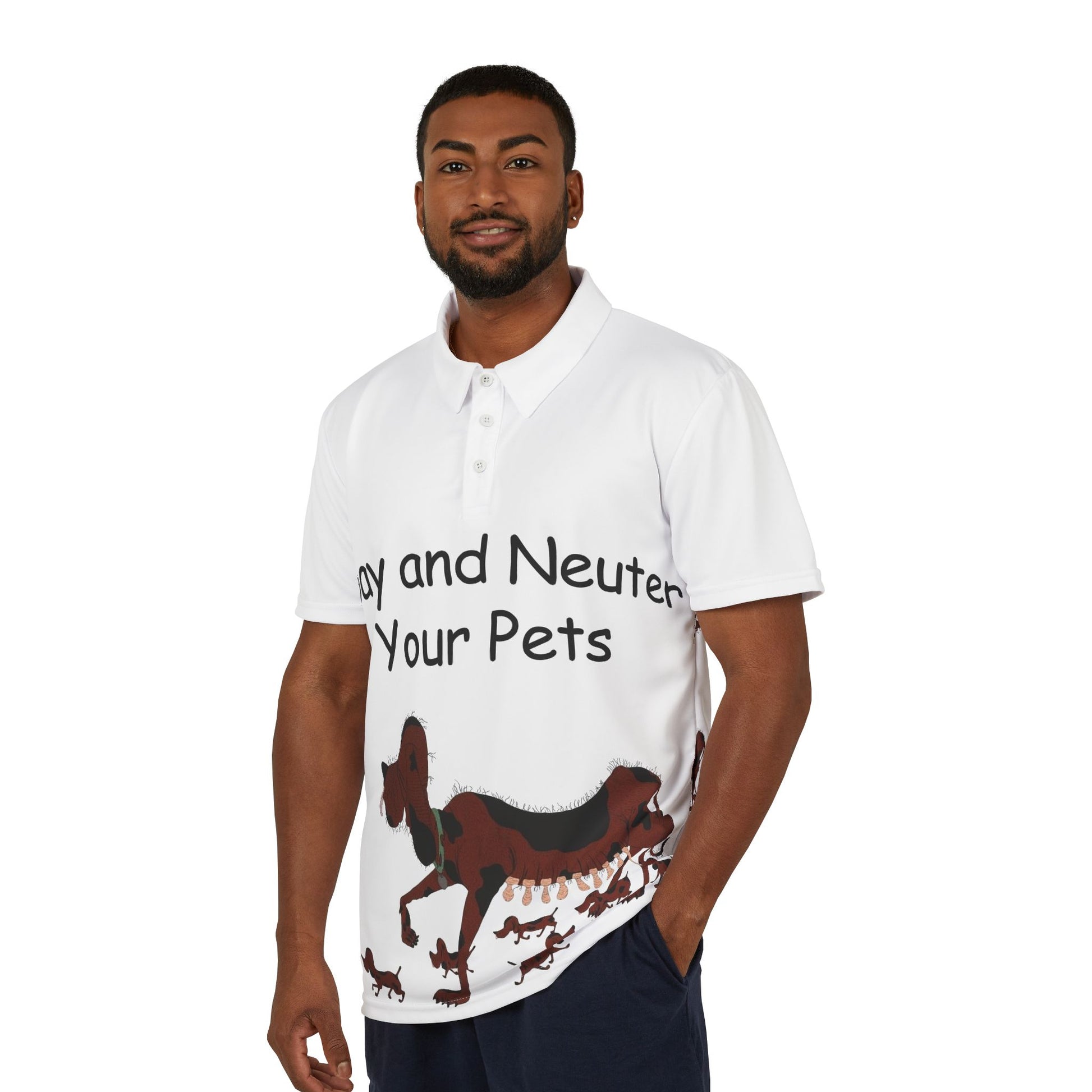 Spay and Neuter Your Pets Unisex Polo Shirt, Animal Advocacy Apparel, Gift for Pet Lovers, Casual Wear, Fundraising Merchandise