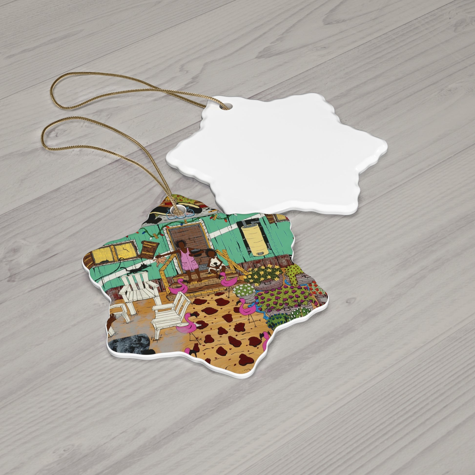 Star-Shaped Ceramic Ornament, Beach Vibe Home Decor, Fun Holiday Gift, Flamingo Decoration, Unique Ornament Set, Summer Memories