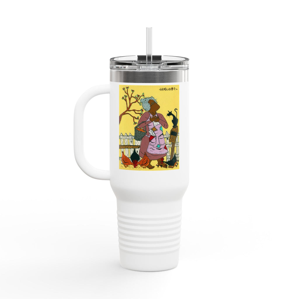 Insulated Travel Mug - Fall Vibes, 40oz Coffee Cup for Tea Lovers, Gift for Cat Owners, Autumn Decor, Travel Companion