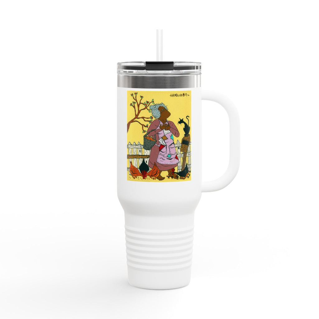 Insulated Travel Mug - Fall Vibes, 40oz Coffee Cup for Tea Lovers, Gift for Cat Owners, Autumn Decor, Travel Companion