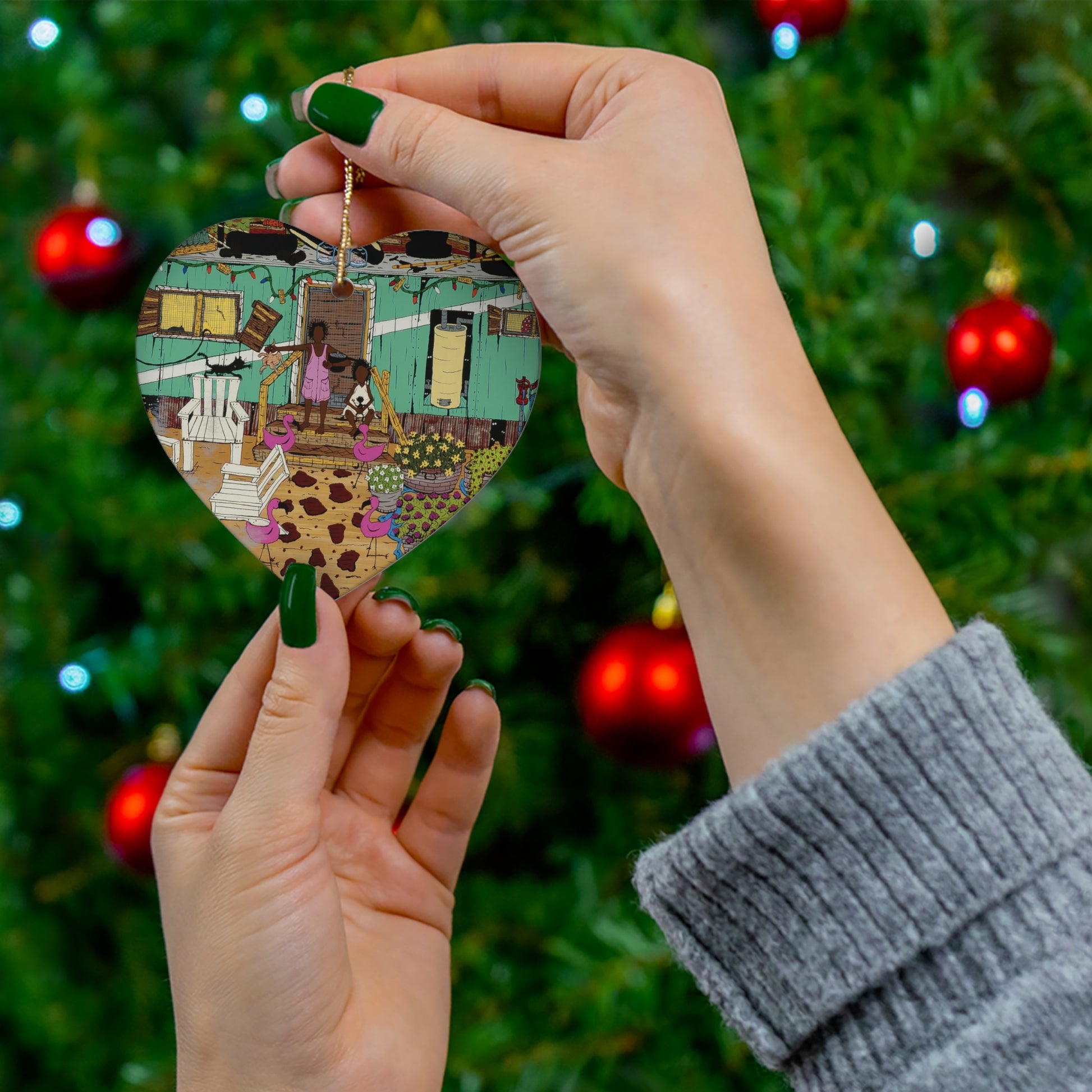 Star-Shaped Ceramic Ornament, Beach Vibe Home Decor, Fun Holiday Gift, Flamingo Decoration, Unique Ornament Set, Summer Memories