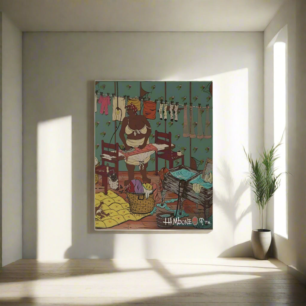 Whimsical Laundry Art Canvas Print, Vintage Home Decor, Unique Gift for Animal Lovers, Wall Art for Kids Room, Laundry Room Decor