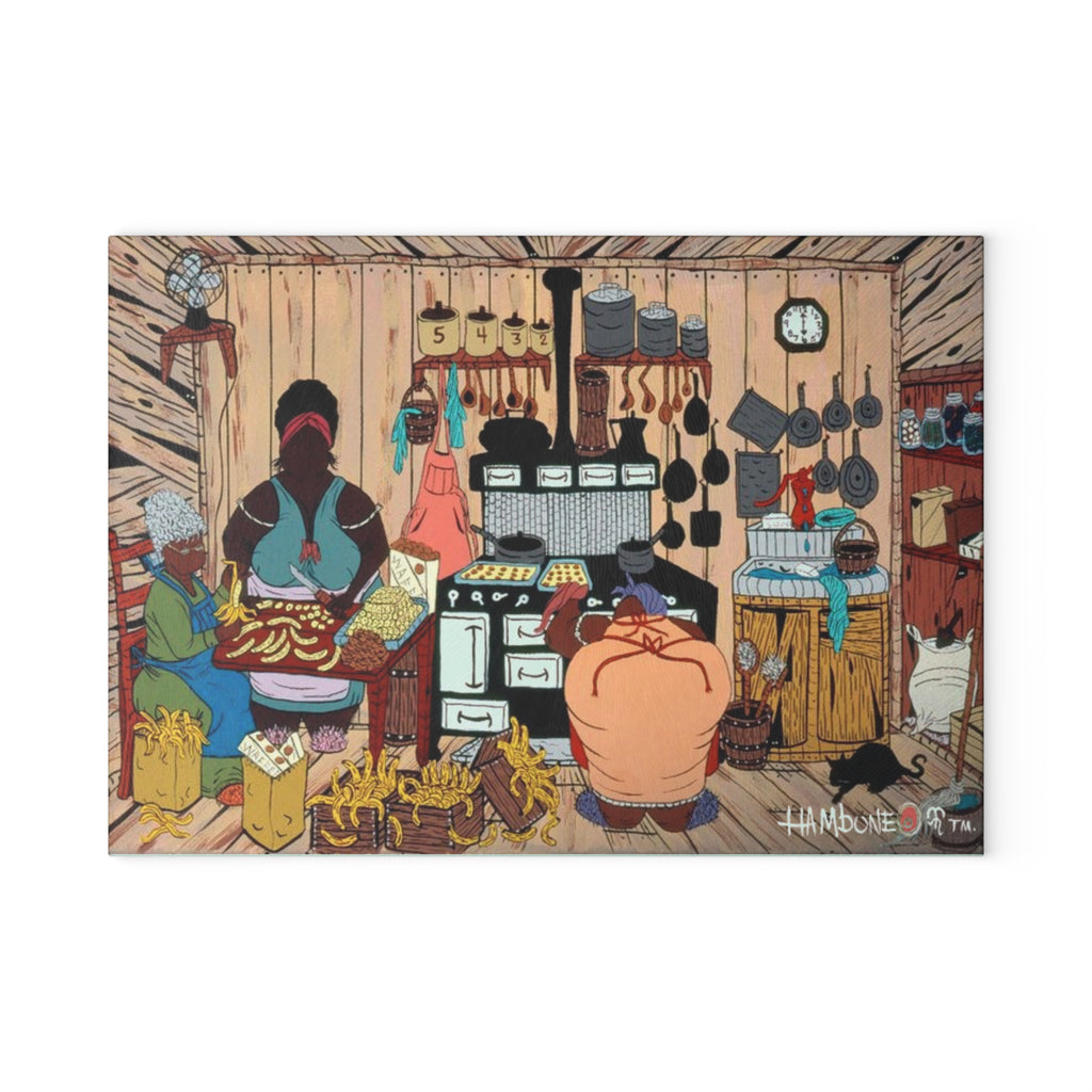 Rustic Kitchen Glass Cutting Board | Farmhouse Charm, Cooking Gift, Home Decor, Kitchen Accessory, Unique Housewarming