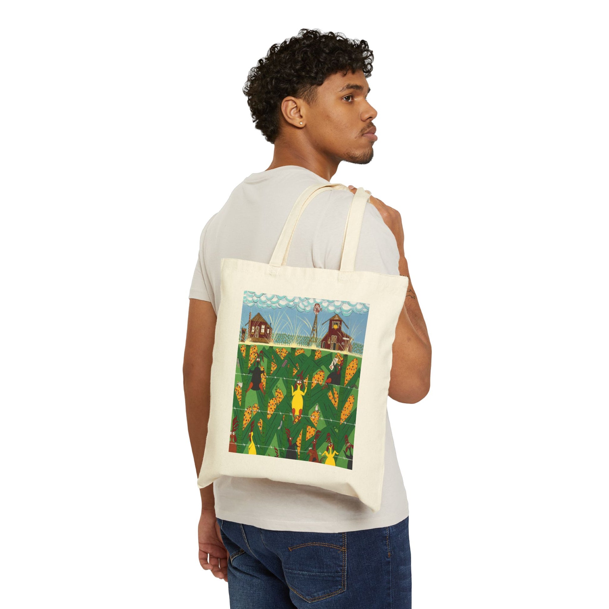 Colorful Artistic Cotton Canvas Tote Bag - Boho Shopper, Eco-Friendly Gift, Beach Bag, Fashion Statement, Handcrafted Art