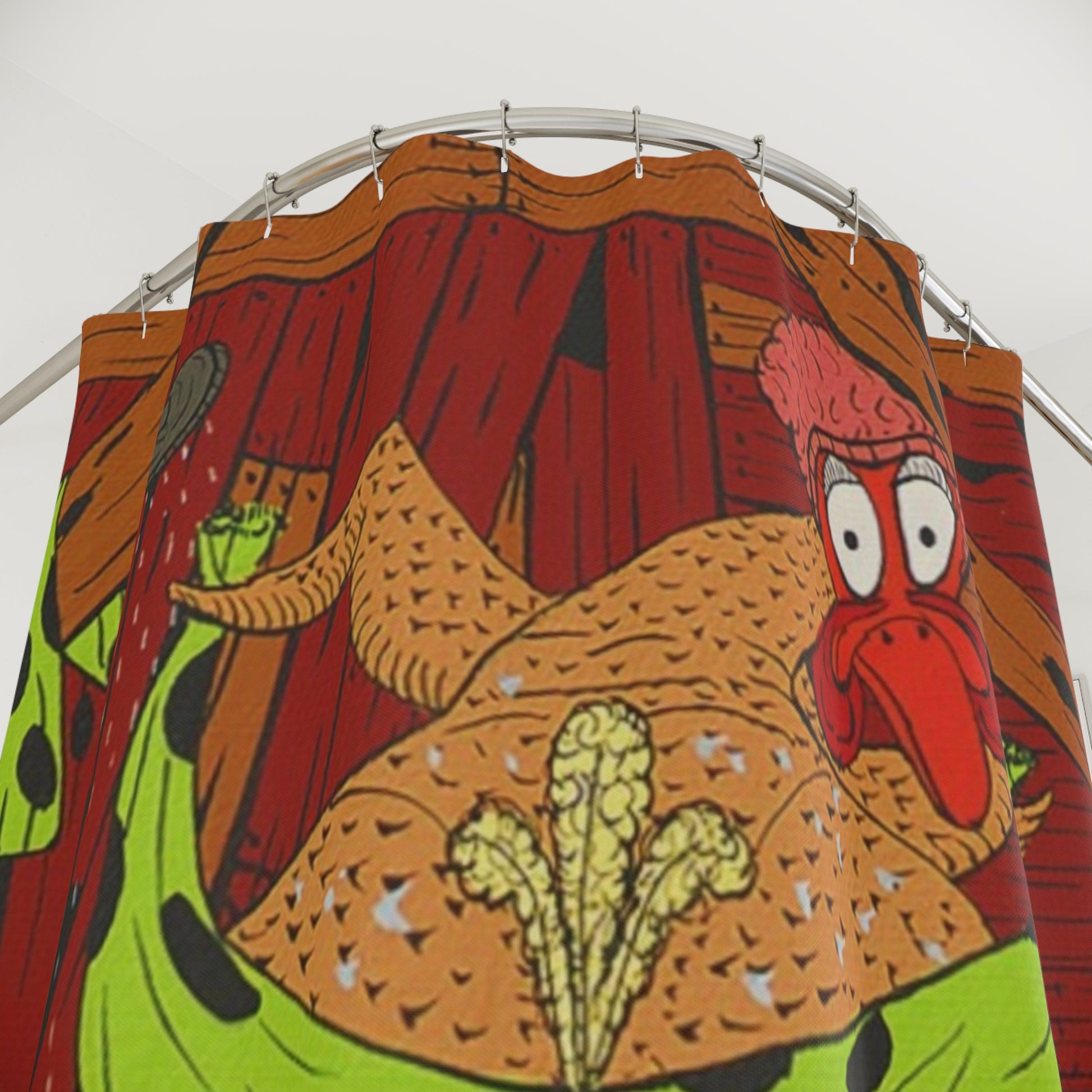 Funny Chicken Shower Curtain, Quirky Bathroom Decor, Farmhouse Style, Gift for Poultry Lovers, Unique Bathroom Accessories