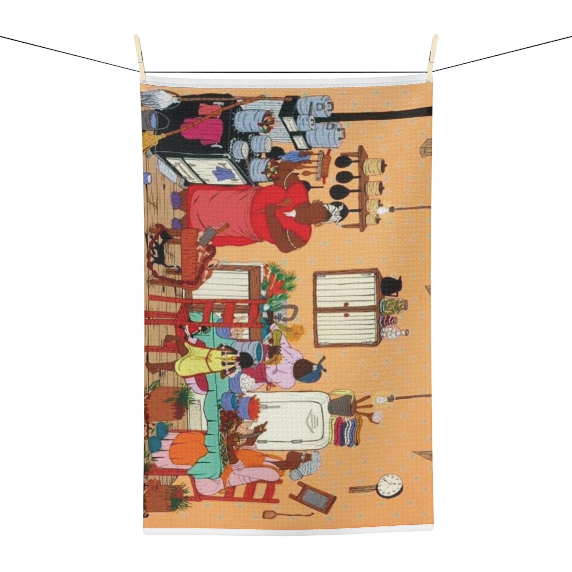Cozy Kitchen Microfiber Tea Towel - Whimsical Cooking Scene, Functional Kitchen Decor, Gift for Foodies, Housewarming, Thanksgiving