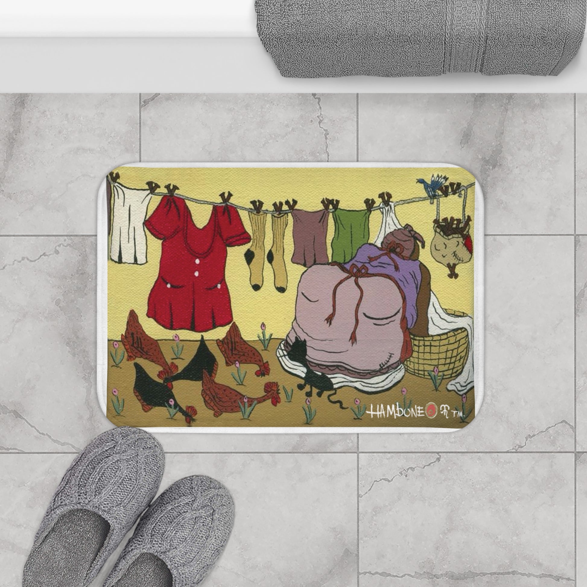 Charming Farmhouse Bath Mat, Country Decor, Vintage Style, Bathroom Rug, Gift for Farmhouse Lovers