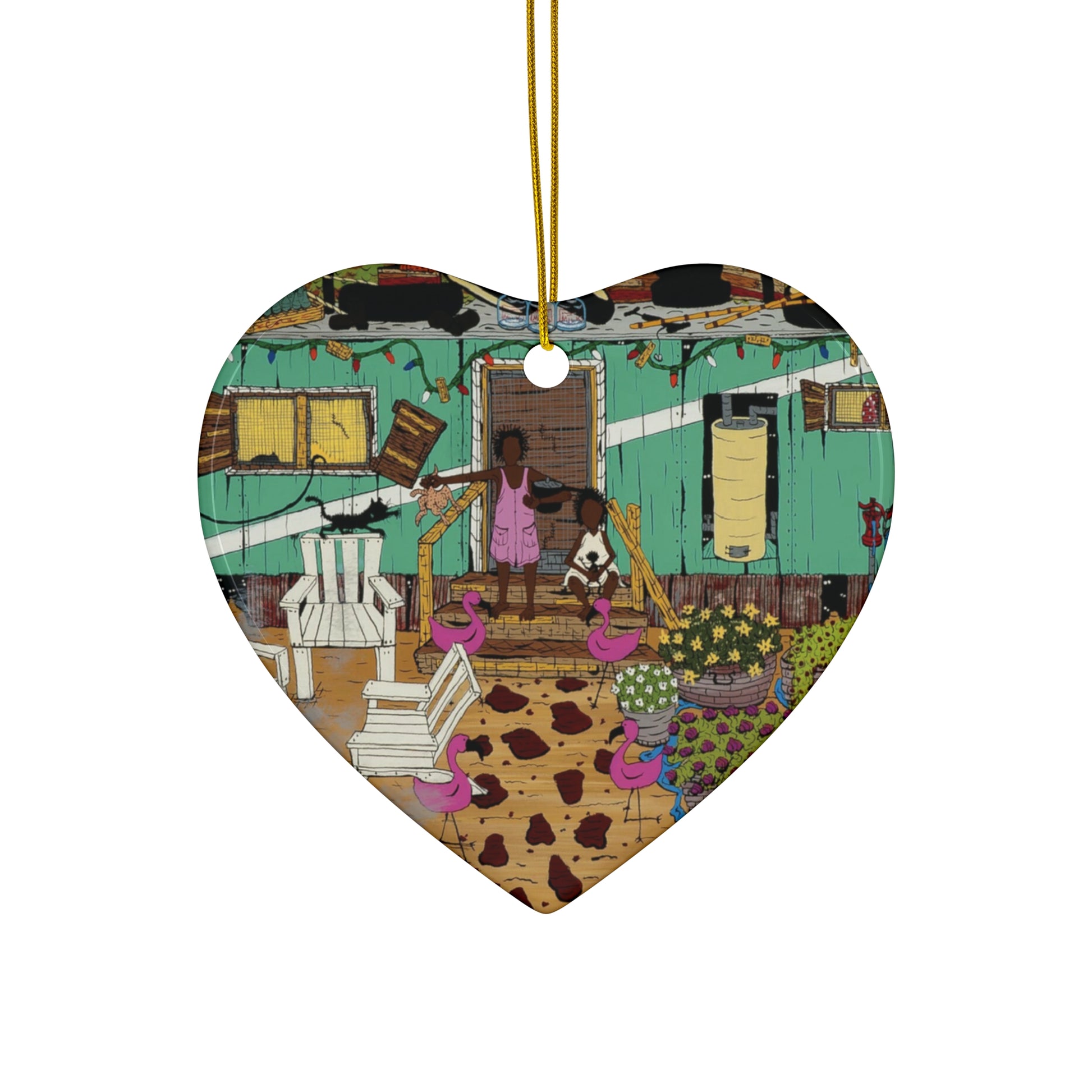 Star-Shaped Ceramic Ornament, Beach Vibe Home Decor, Fun Holiday Gift, Flamingo Decoration, Unique Ornament Set, Summer Memories