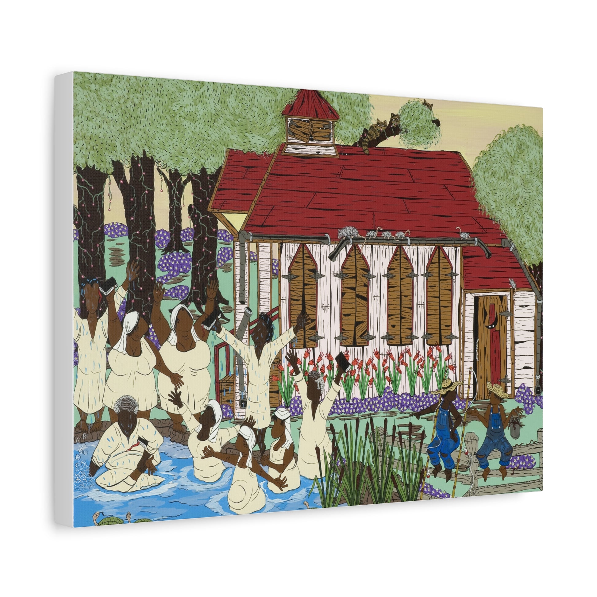 Colorful Stretched Canvas Art, Home Decor, Unique Gifts, Wall Art, Celebration Decor, Cultural Artwork
