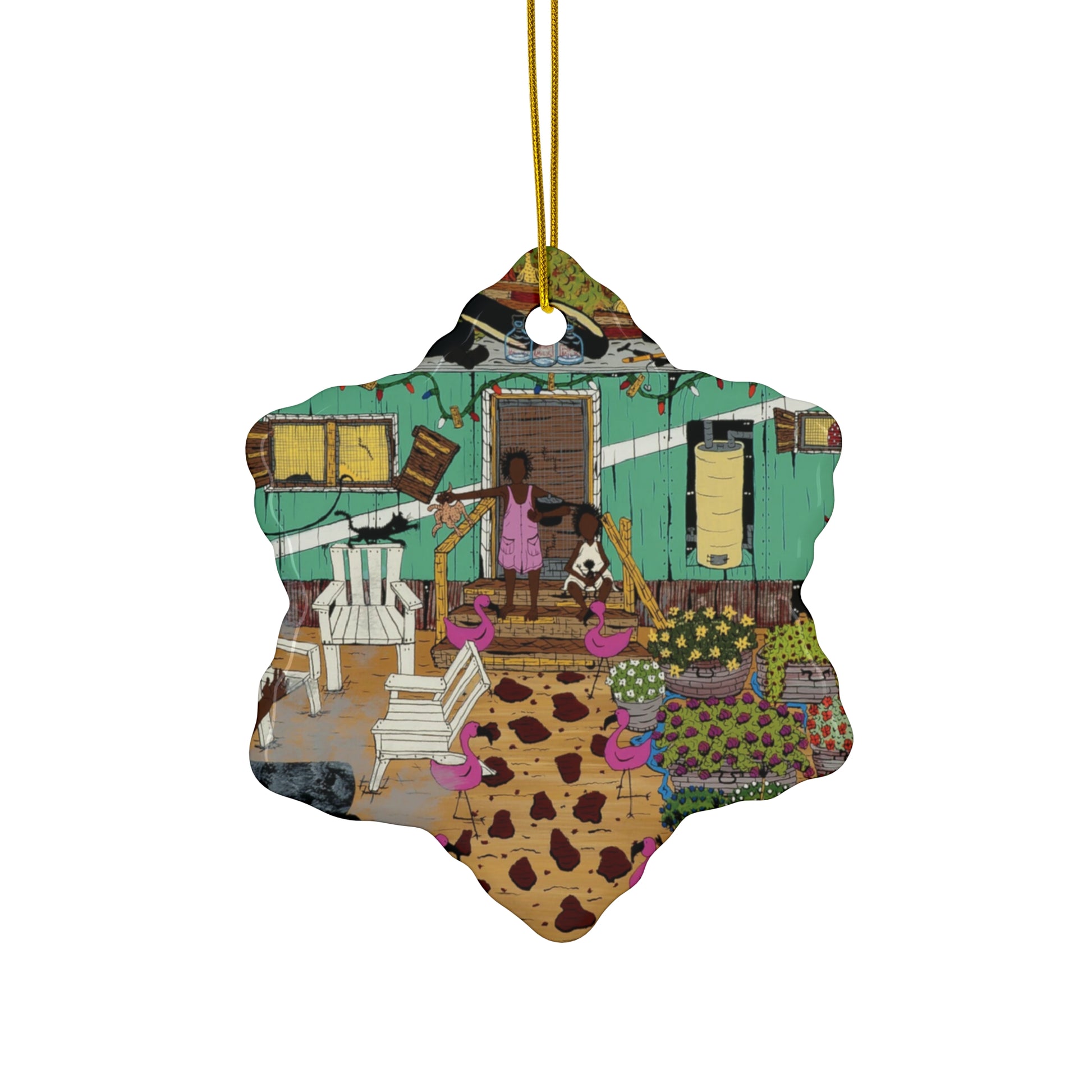 Star-Shaped Ceramic Ornament, Beach Vibe Home Decor, Fun Holiday Gift, Flamingo Decoration, Unique Ornament Set, Summer Memories