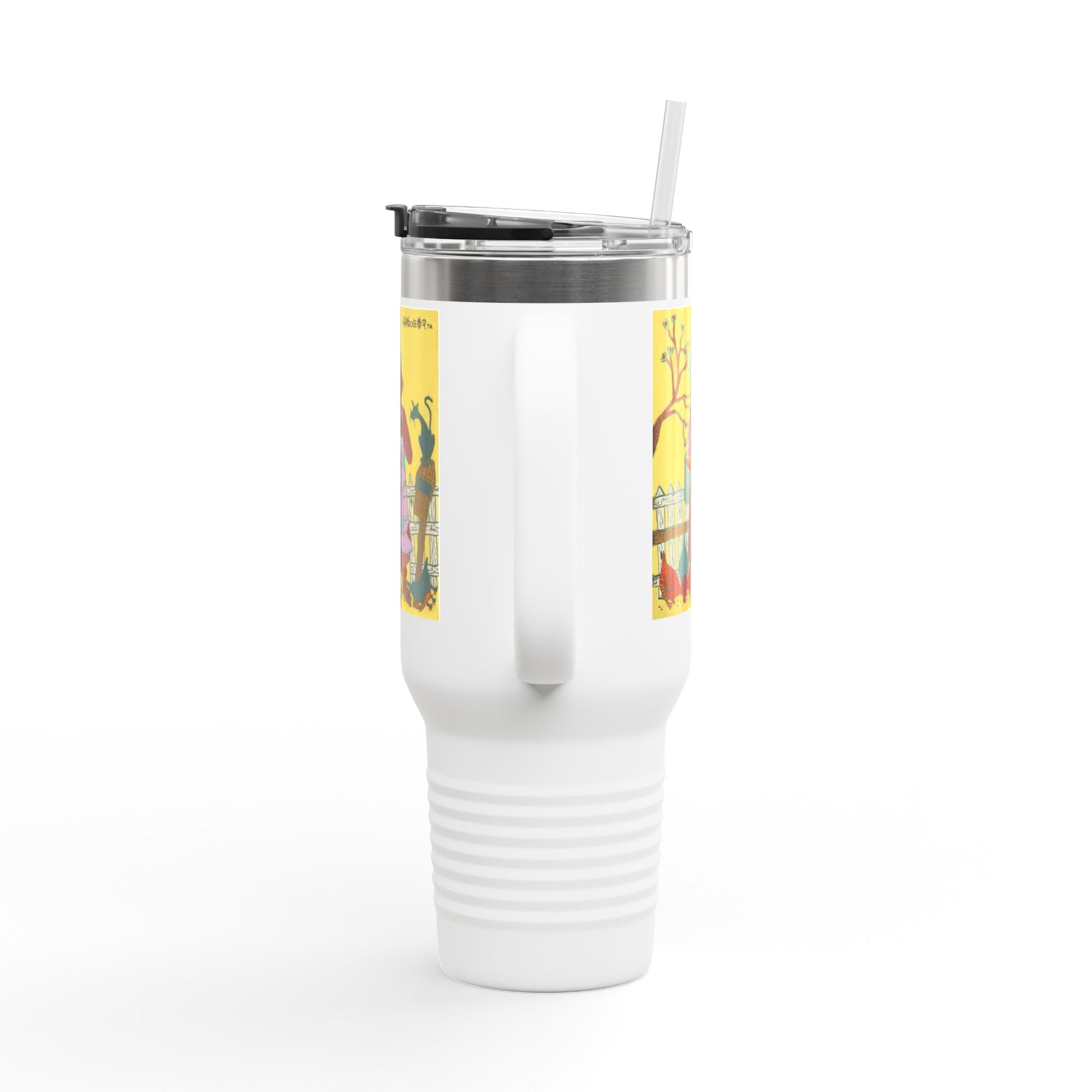 Insulated Travel Mug - Fall Vibes, 40oz Coffee Cup for Tea Lovers, Gift for Cat Owners, Autumn Decor, Travel Companion