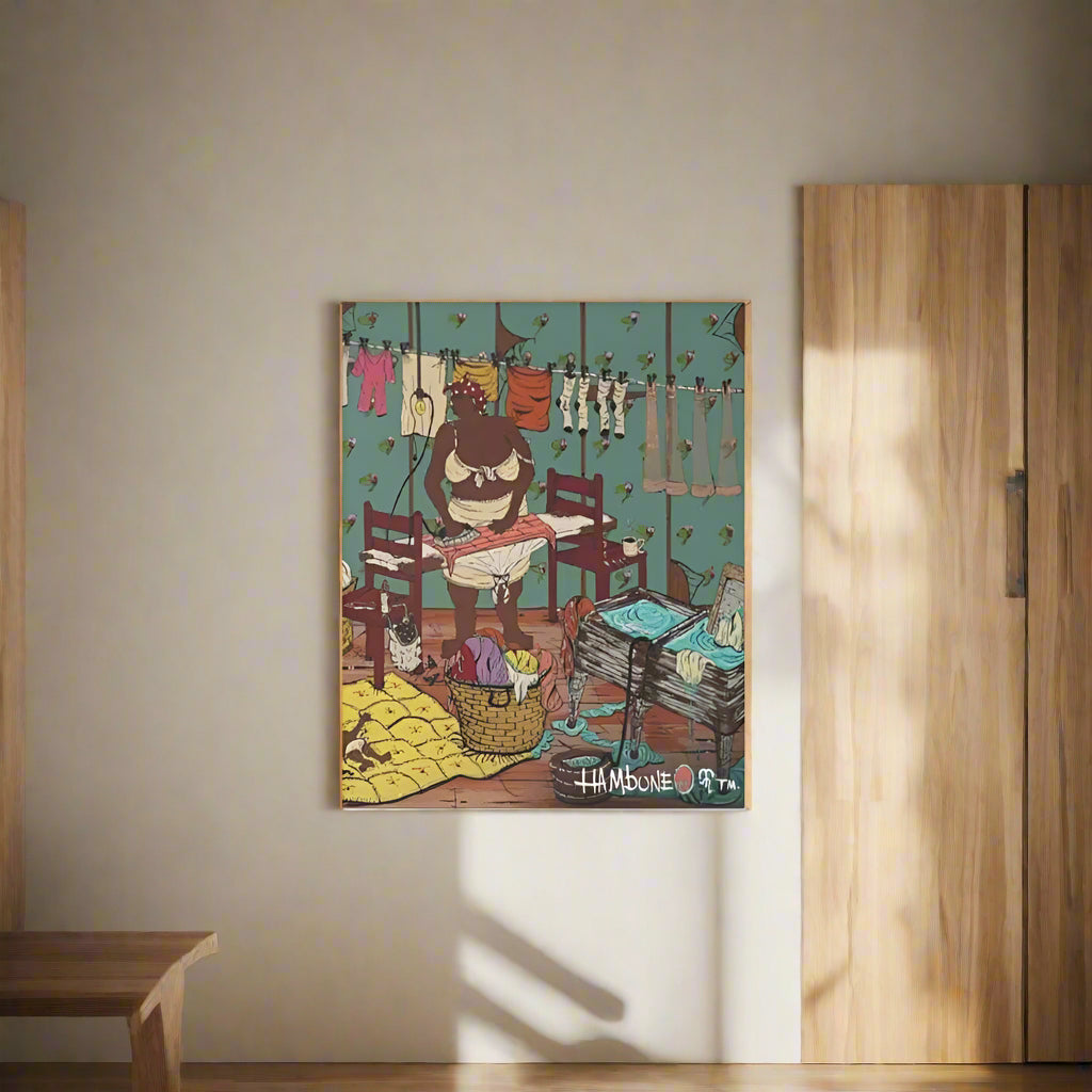 Whimsical Laundry Art Canvas Print, Vintage Home Decor, Unique Gift for Animal Lovers, Wall Art for Kids Room, Laundry Room Decor