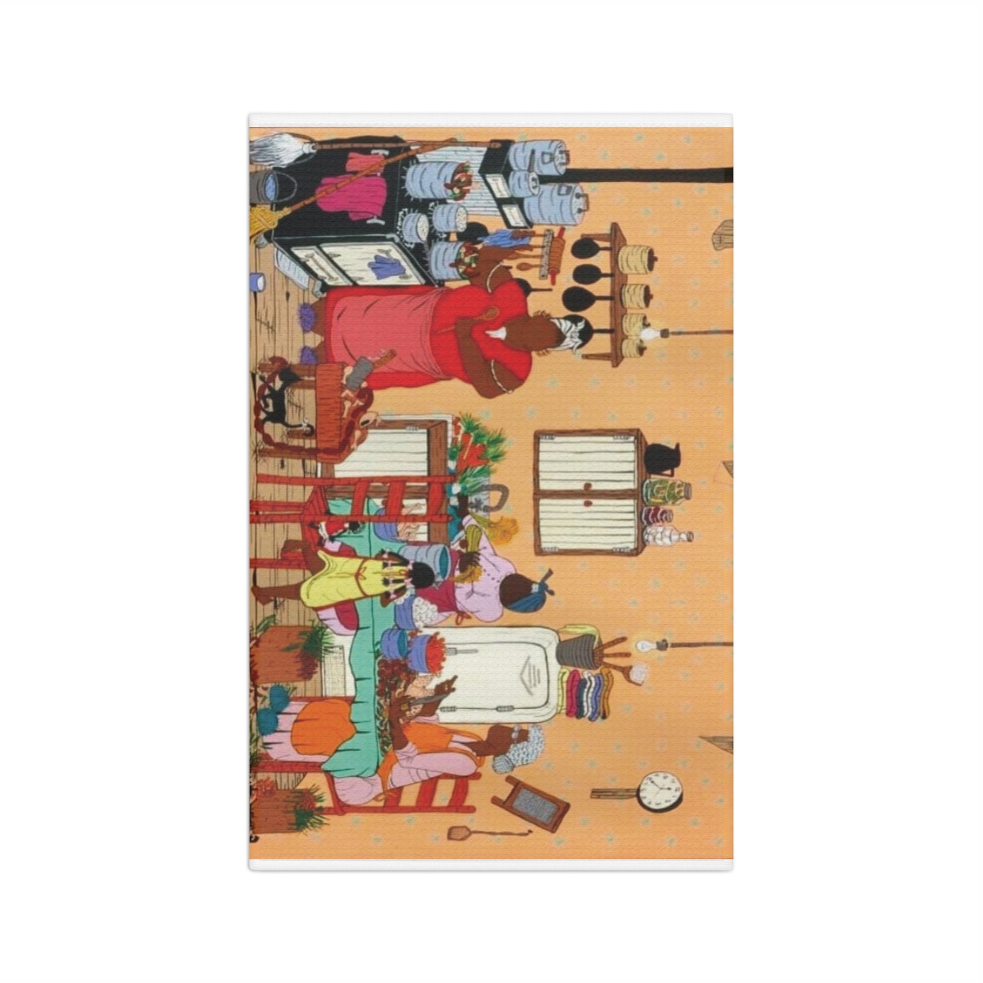 Cozy Kitchen Microfiber Tea Towel - Whimsical Cooking Scene, Functional Kitchen Decor, Gift for Foodies, Housewarming, Thanksgiving