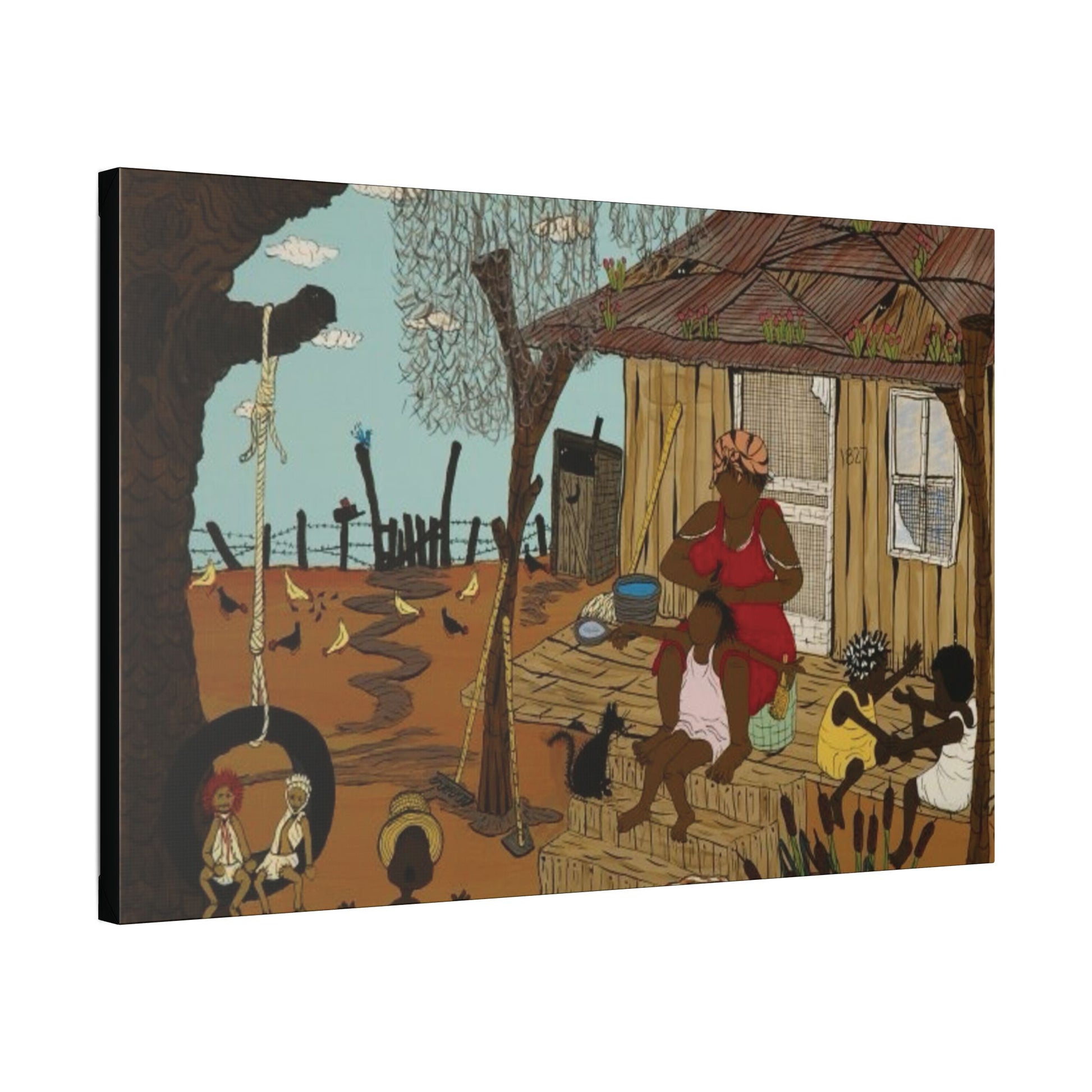 Rustic Canvas Art, Bohemian Wall Decor for Home, Unique Gift for Art Lovers, African Culture Print, Warm Family Vibes