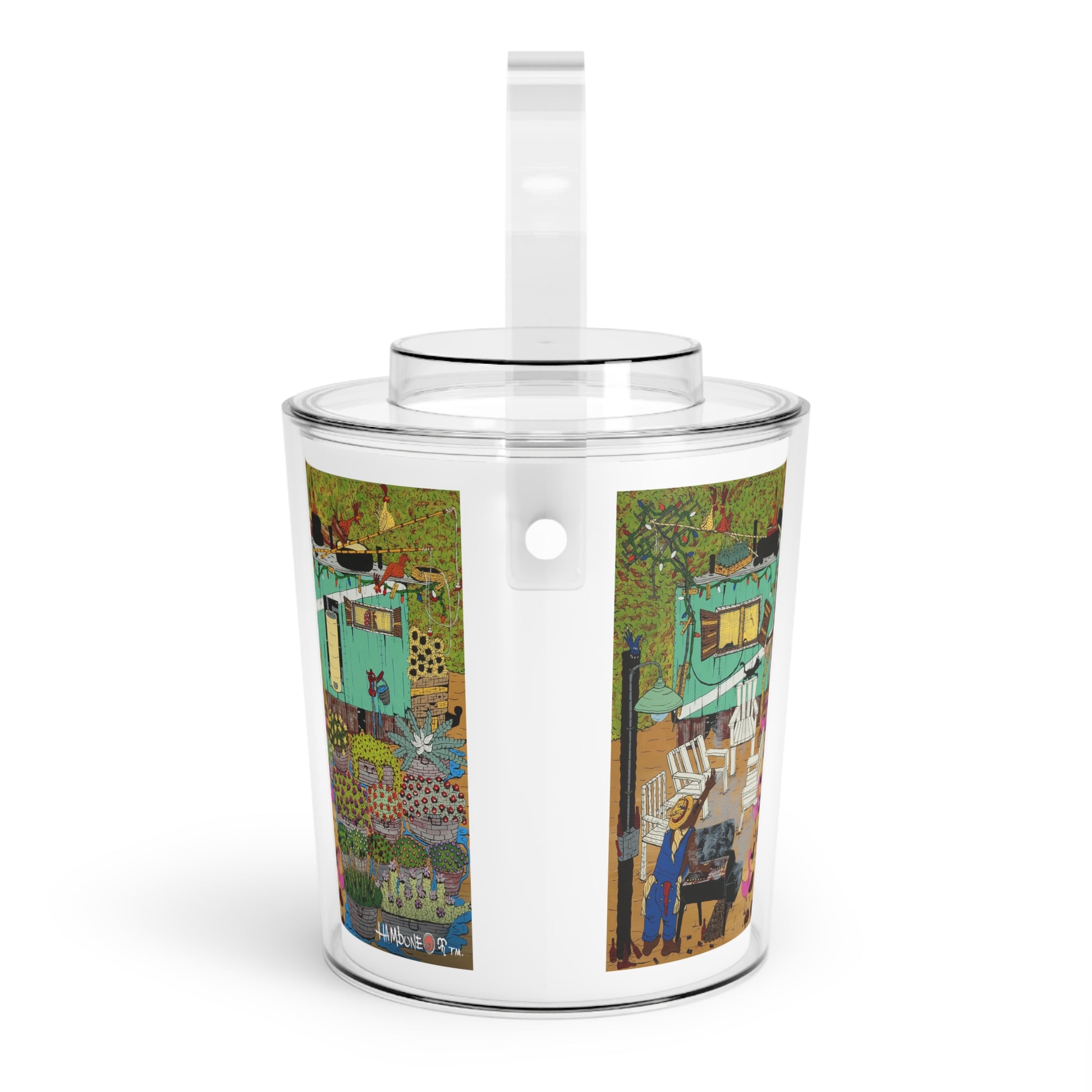 Charming Ice Bucket with Tongs | Colorful Summer Entertaining, Patio Party Essential, Unique Gift for Hosts, Vibrant Cooler + Outdoor Decor