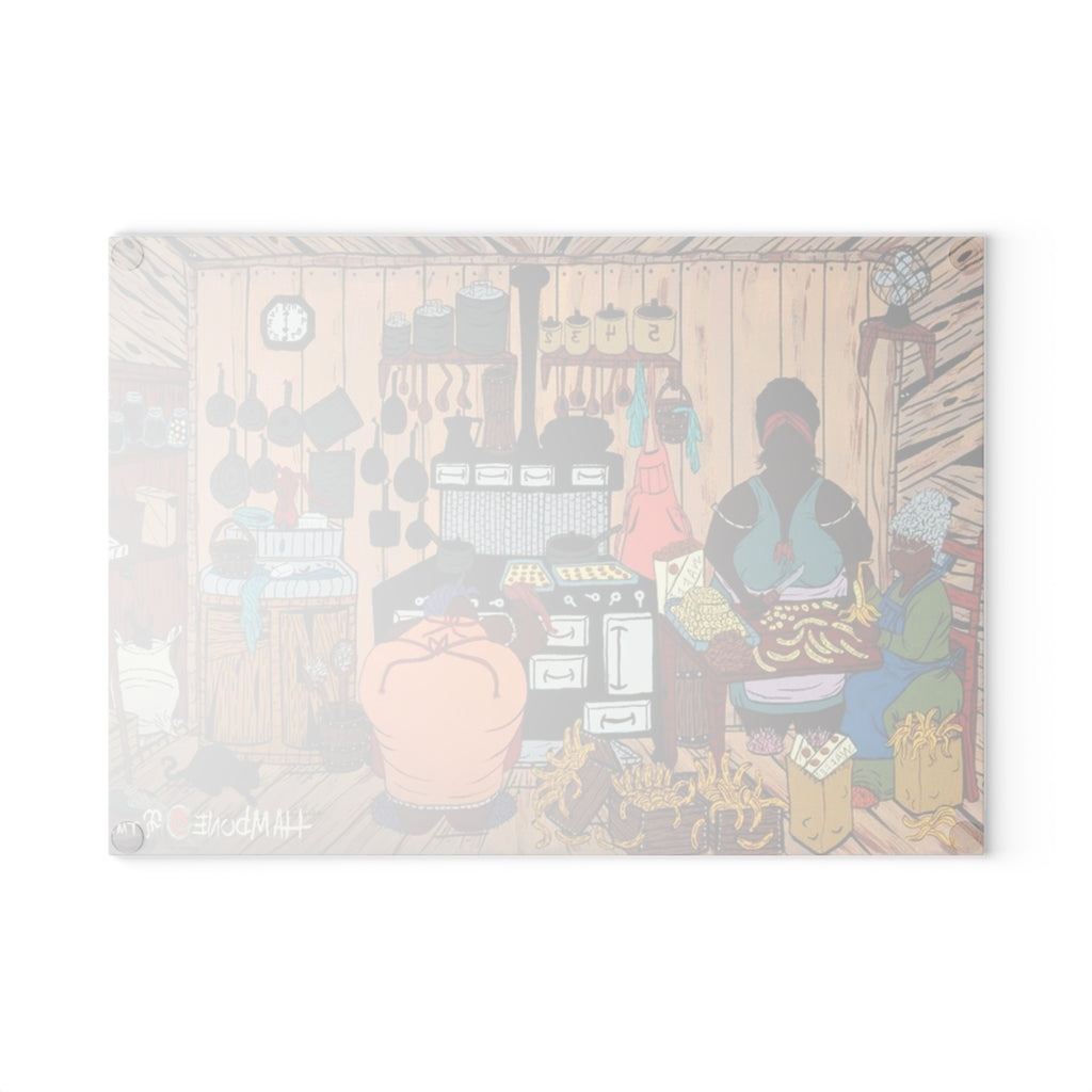 Rustic Kitchen Glass Cutting Board | Farmhouse Charm, Cooking Gift, Home Decor, Kitchen Accessory, Unique Housewarming