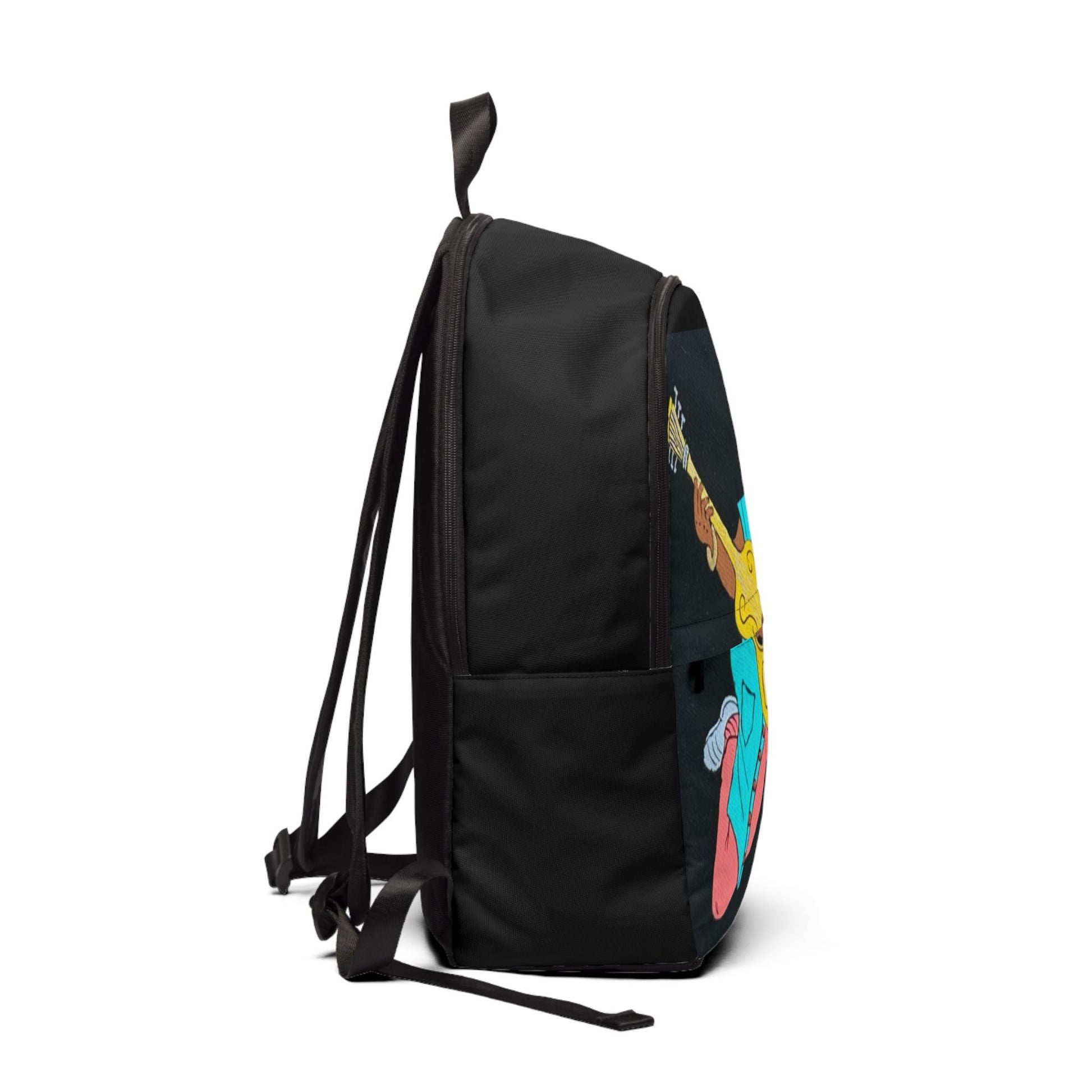 Vibrant Musician Backpack, Unisex Fabric Backpack, Art-Inspired Bag, Gift for Music Lovers, Festival Essentials, Stylish Travel Gear