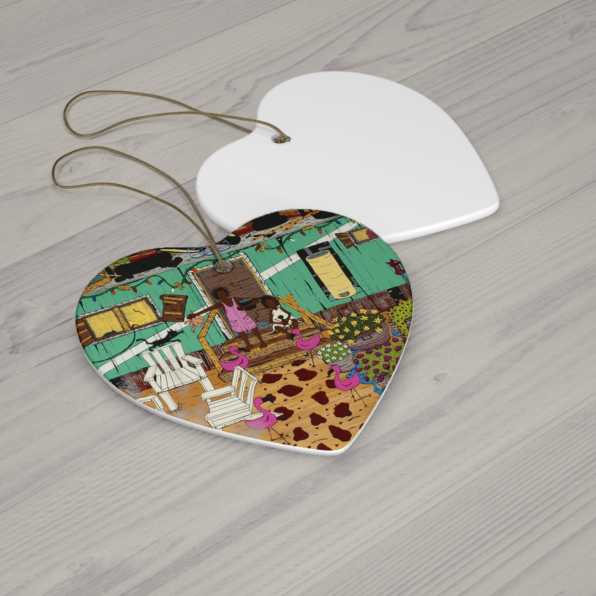 Star-Shaped Ceramic Ornament, Beach Vibe Home Decor, Fun Holiday Gift, Flamingo Decoration, Unique Ornament Set, Summer Memories