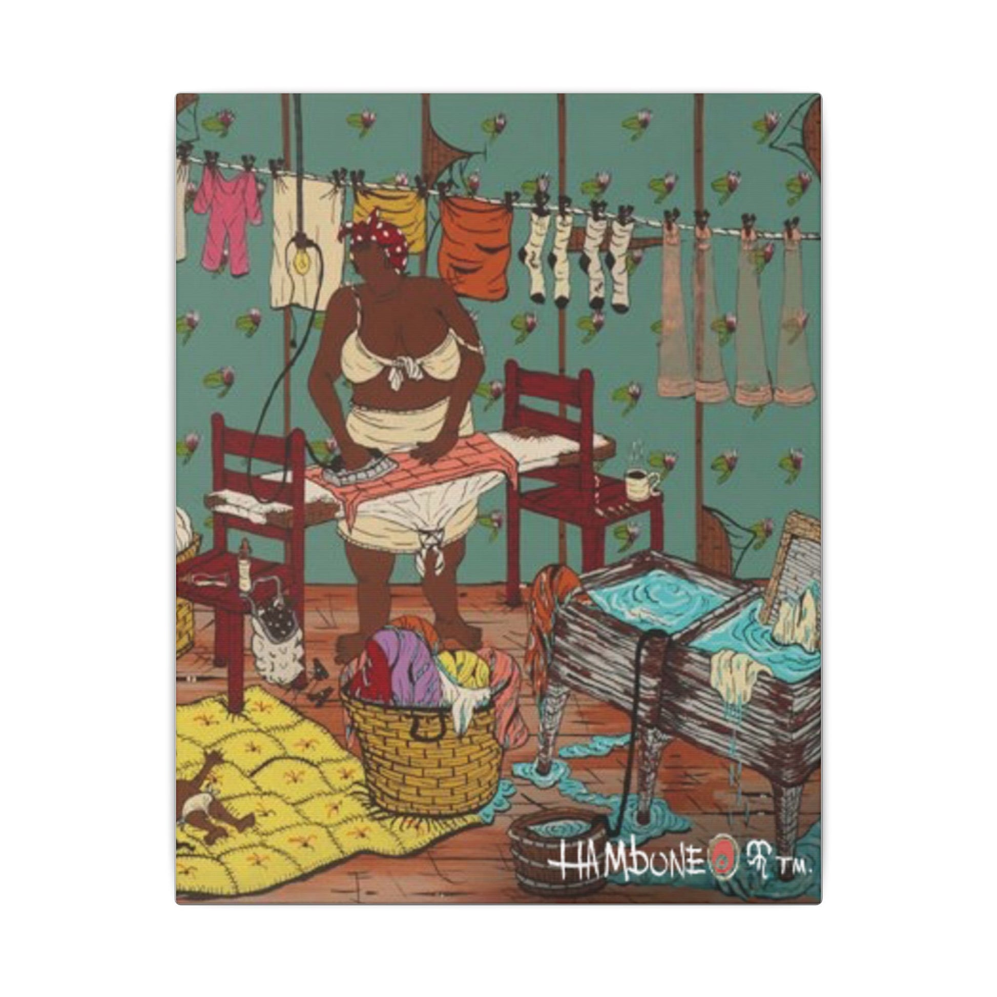 Whimsical Laundry Art Canvas Print, Vintage Home Decor, Unique Gift for Animal Lovers, Wall Art for Kids Room, Laundry Room Decor