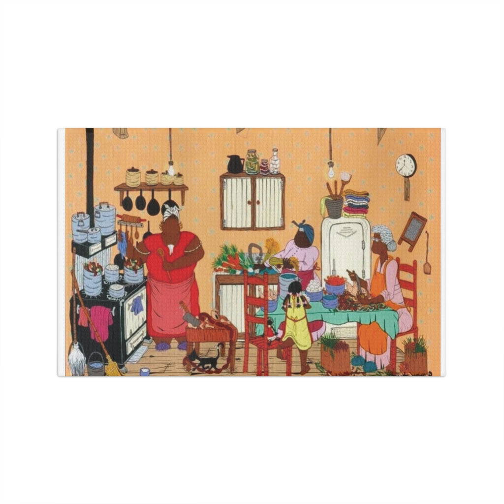 Cozy Kitchen Microfiber Tea Towel - Whimsical Cooking Scene, Functional Kitchen Decor, Gift for Foodies, Housewarming, Thanksgiving