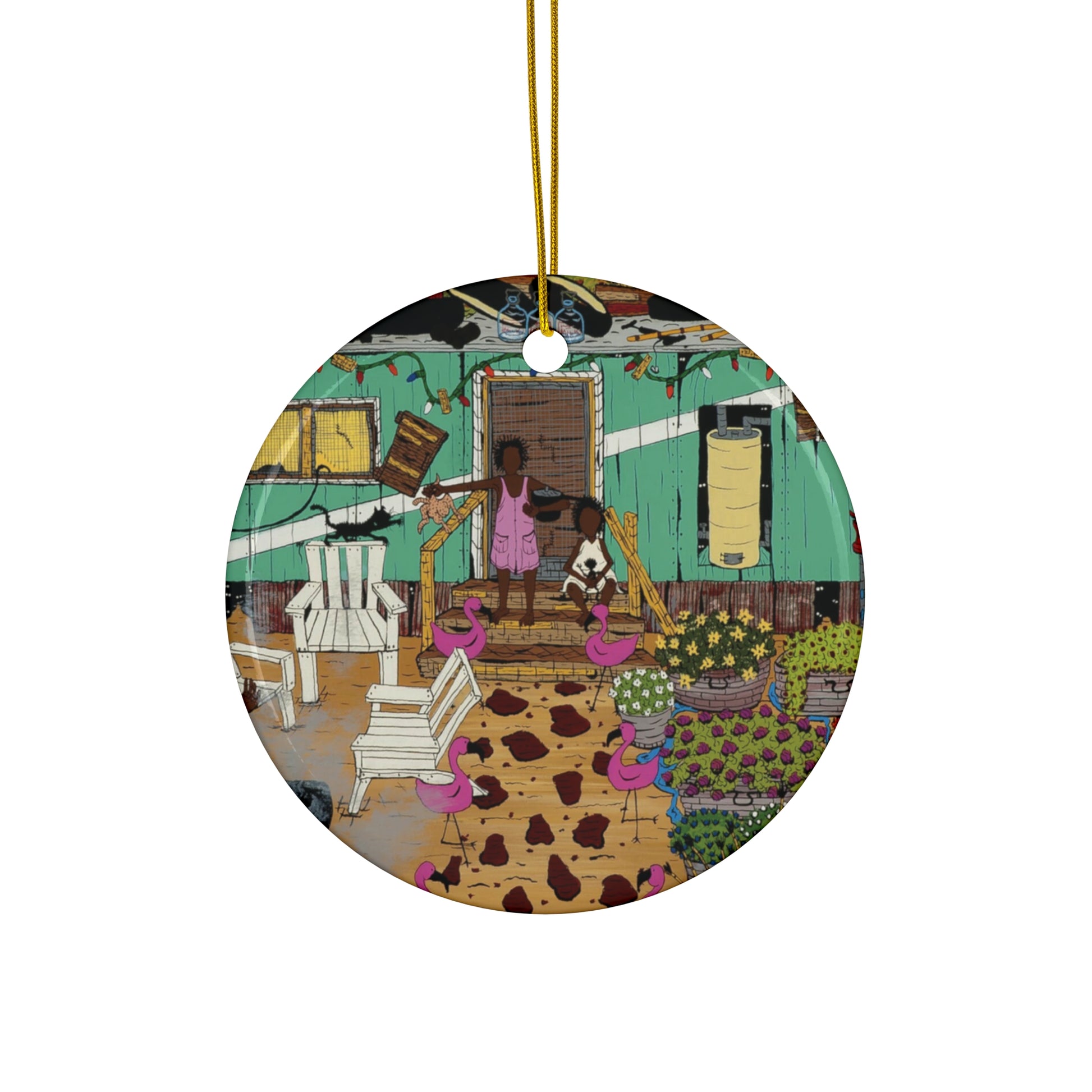 Star-Shaped Ceramic Ornament, Beach Vibe Home Decor, Fun Holiday Gift, Flamingo Decoration, Unique Ornament Set, Summer Memories